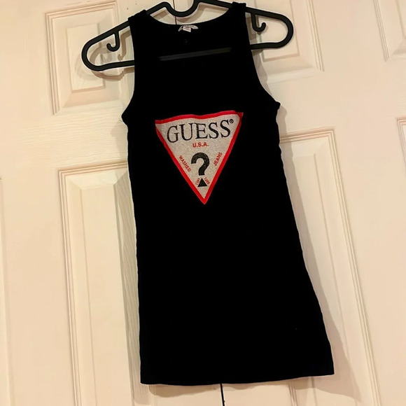 Y2K Guess Bedazzled  Black Tank Top Sz M - Picture 1 of 8